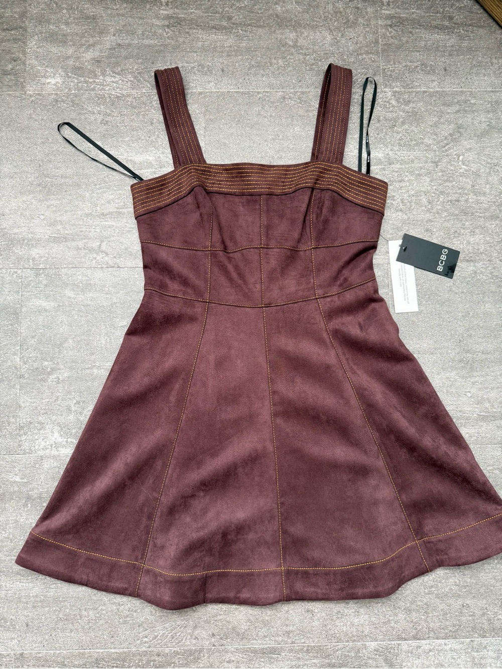 NWT BCBG brown Suede-Look Fit-and-Flare Mini Dress